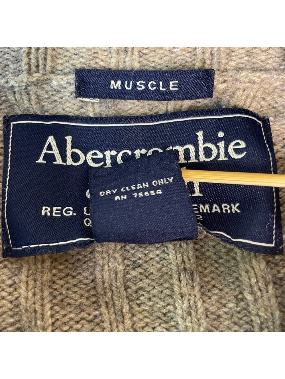 Abercrombie & Fitch Muscle Sweater Mens XL Brown Ribbed Mock Neck Wool Blend - Picture 5 of 9